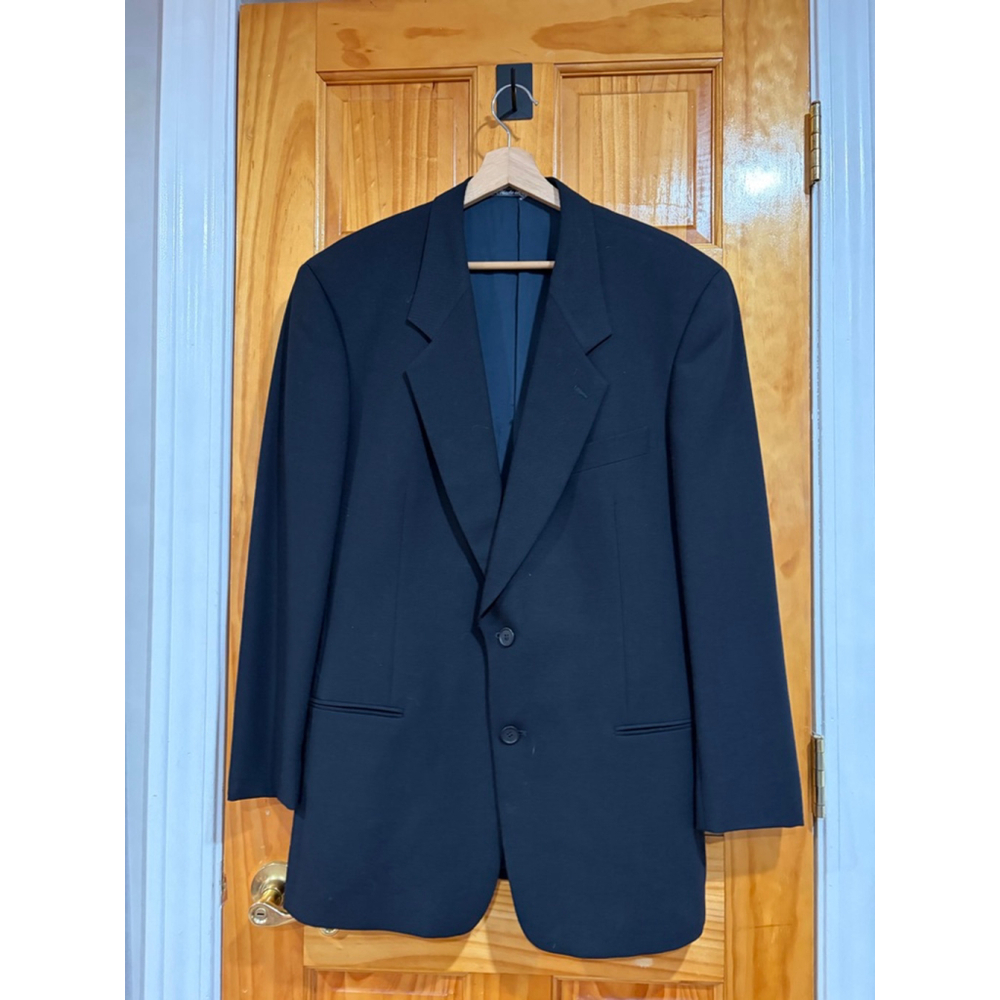 Giorgio Armani Le Collezioni Black Virgin Wool Blazer Italy Size 52 Regular